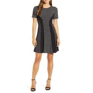 Michael Kors Mod Dot Combo Fit & Flare Dress